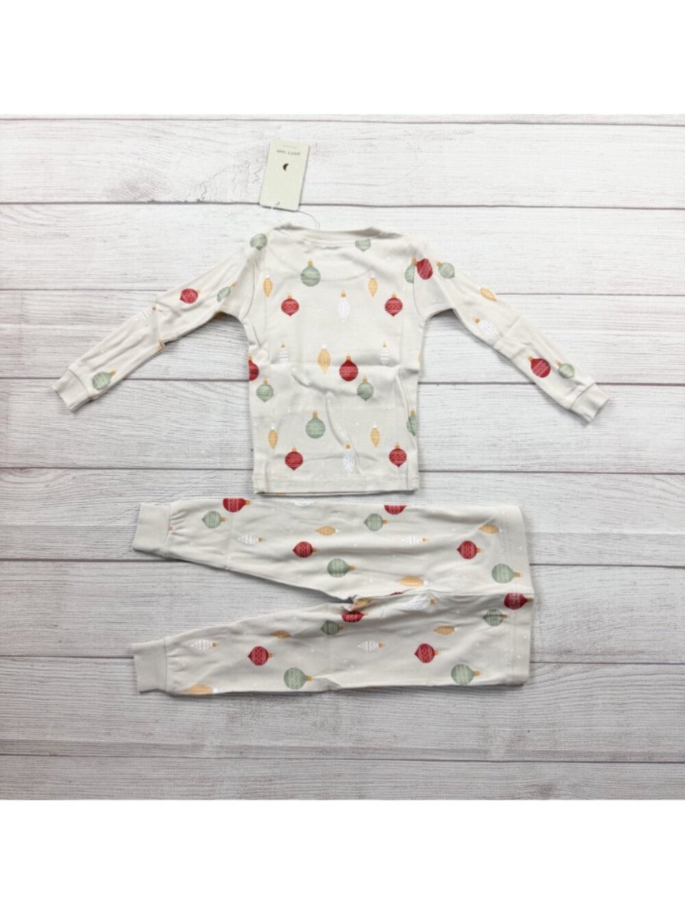 Petit Lem Holiday Print 2 Piece Pajama Set Christmas Ornament NWT 12-18 Months - Picture 4 of 4